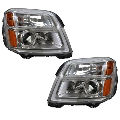 TRQ Driver & Passenger Side Headlight Assembly Set Headlights Driver & Passenger Side Compatible with 2010-2015 GMC Terrain GM2502350 GM2503350 - Image 2