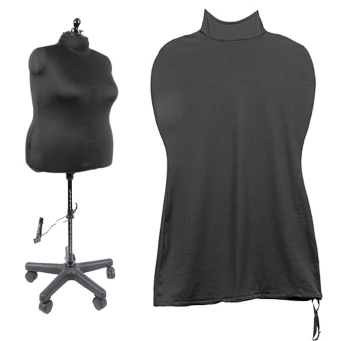 Dritz Dress Form Cover, Large, Black, 100% Polyester 4-Way Stretch Fabric, Protects and Fits Adjustable Dress Forms and Sewing Mannequins, Smooth Surface for Draping and Tailoring - Image 1