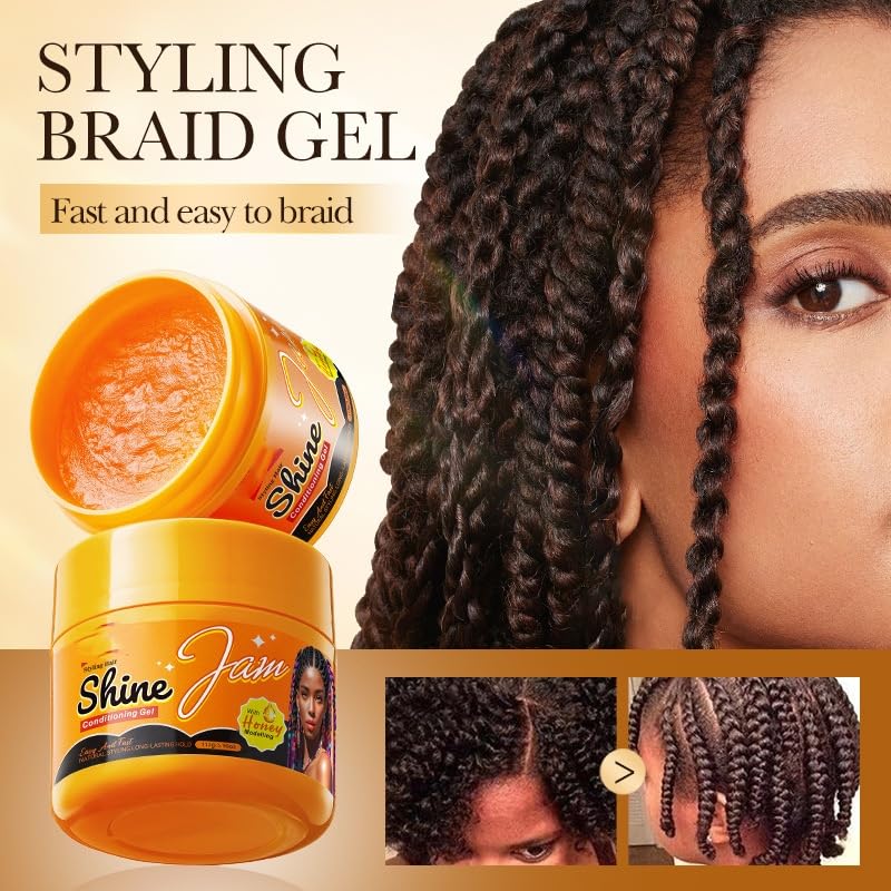 Bulk storage easy optimized build Hold Braiding Gel for Twists, Locs, Cornrows, Anti-Frizz Moisturizer Styling Gel with Honey, Frizz-Taming Hair Primer, Strengthens Hair and Reduces Flyaways, High Shine, No Flake, Easy Edge Control Upgraded quality - Image 5