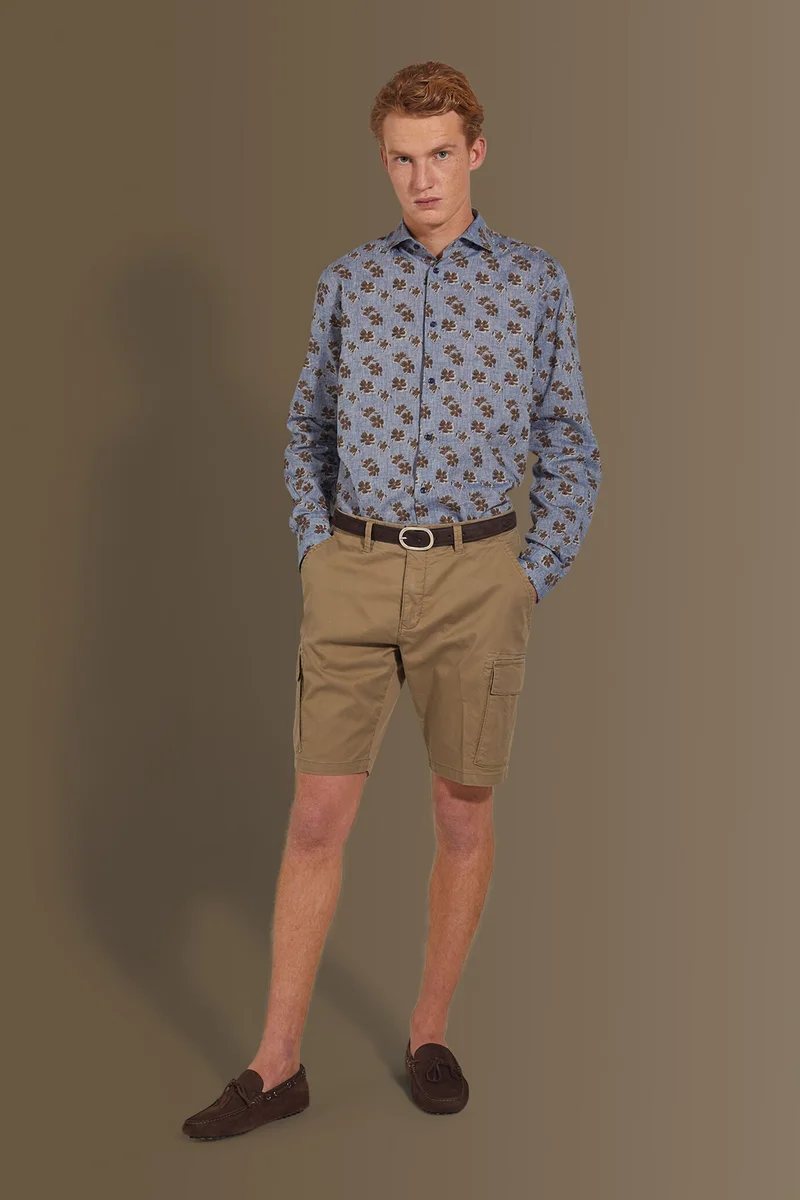 Cargo bermuda twill stretch construction - Taupe