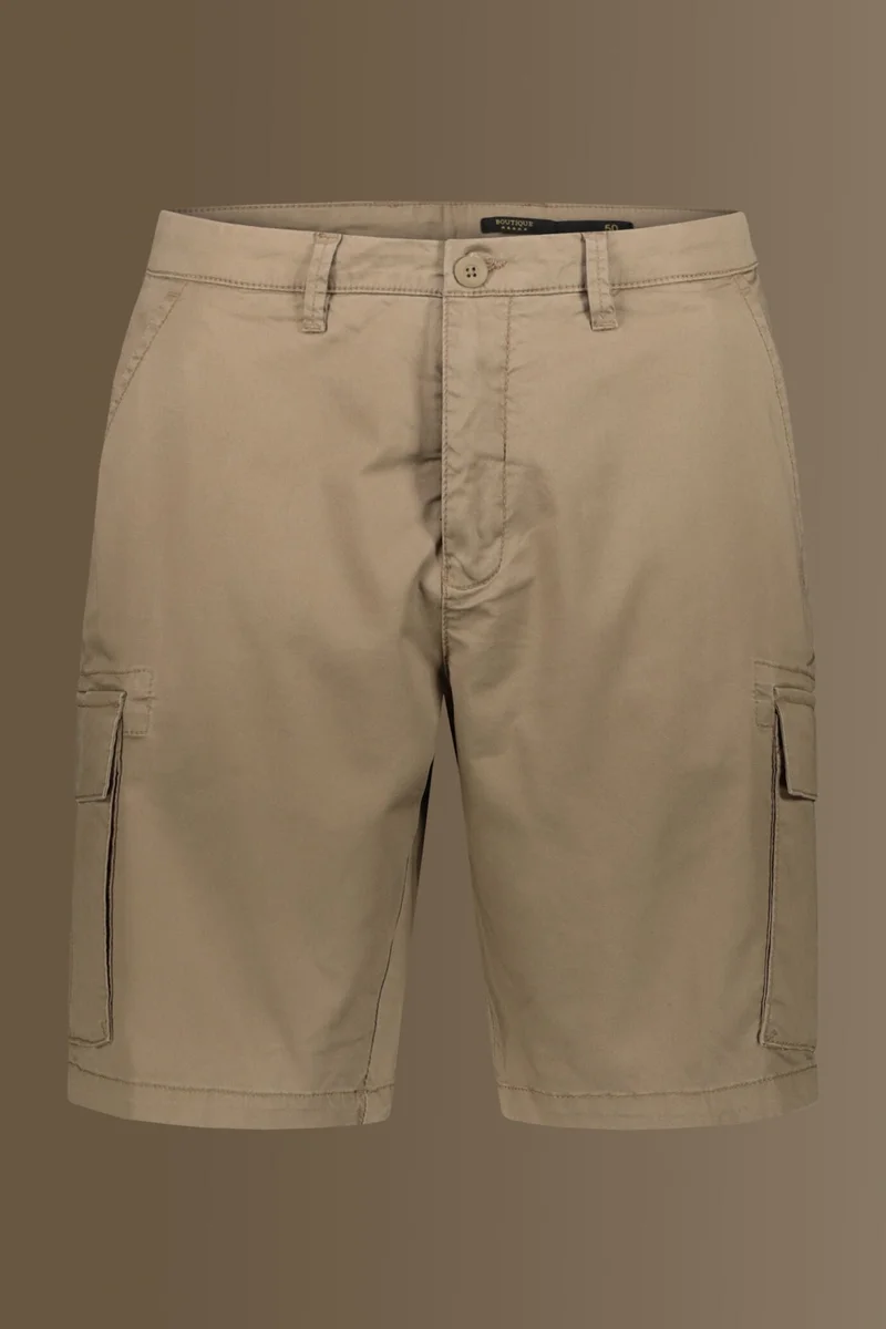 Doppelganger Brown Cargo bermuda twill stretch construction - Taupe for Men | Best Price UAE