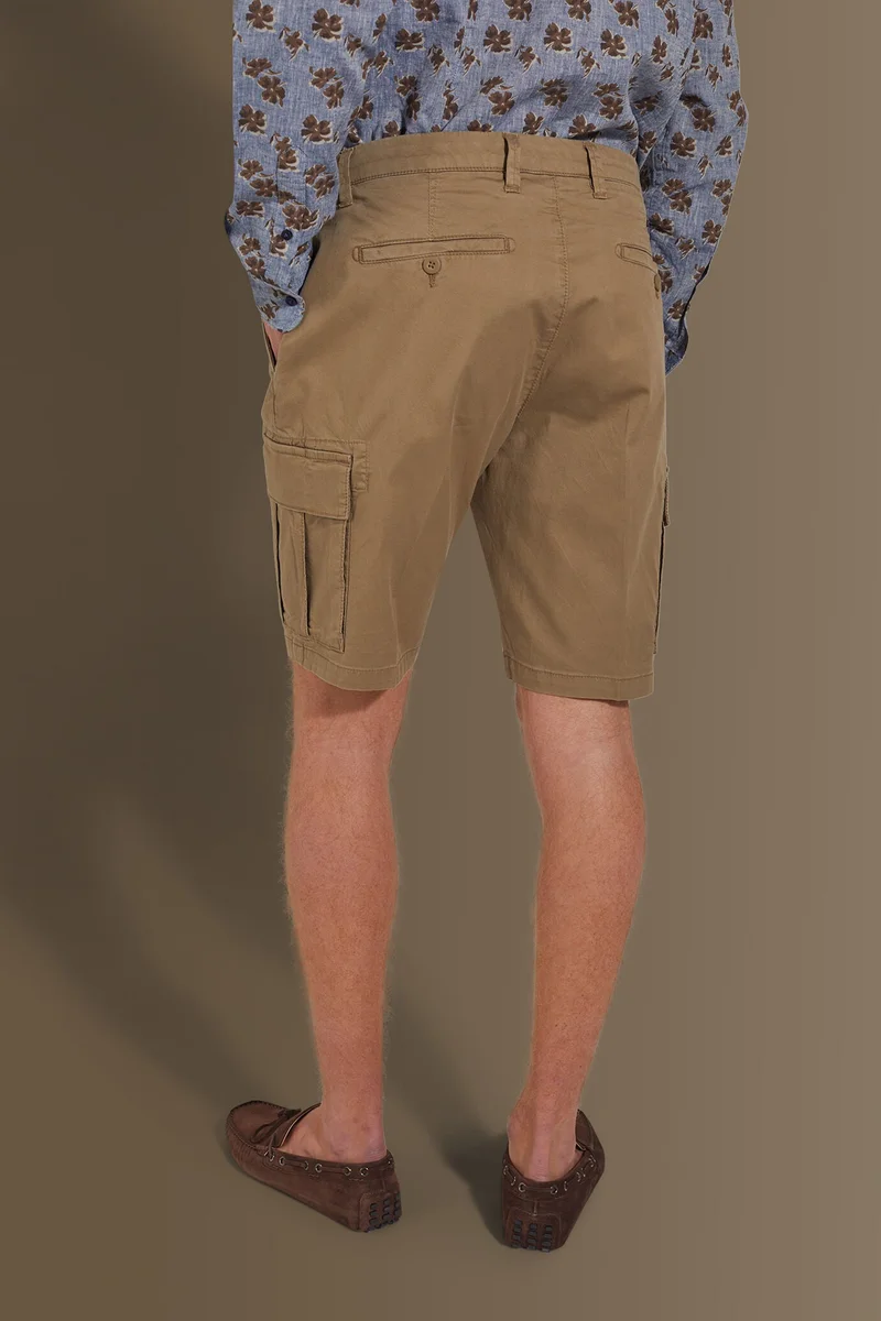 Doppelganger Brown Cargo bermuda twill stretch construction - Taupe for Men | Best Price UAE