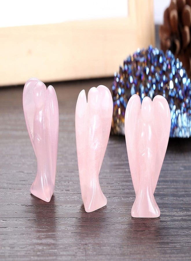 Jovivi 2pcs Amethyst Rose Quartz Crystal Angel Figurines 1.5 Inch Polished Pocket Guardian Angel Statue Stones Angel Gemstones Crystals Carved Stones Meditation Home Decor Love - Image 3
