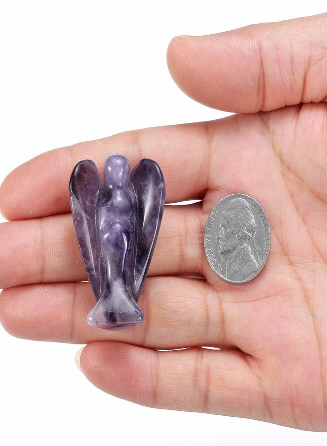 Jovivi 2pcs Amethyst Rose Quartz Crystal Angel Figurines 1.5 Inch Polished Pocket Guardian Angel Statue Stones Angel Gemstones Crystals Carved Stones Meditation Home Decor Love - Image 4