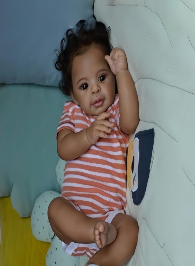 MAIHAO Reborn Baby Dolls Black Girls Realistic African American Babies Lifelike Handmade Soft Body Dolls Children Birthday Gift Set 22 inch - Image 1