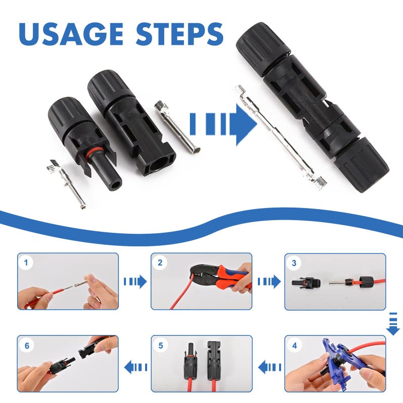 Usngsny 16 PCS Solar Panel Connectors, Male/Female IP67 Waterproof 1000V 30A Solar Cable Connectors (8 Pairs) with 2 Spannersï¼ˆ10AWGï¼‰ - Image 3