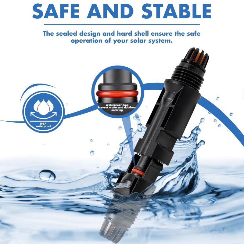 Usngsny 16 PCS Solar Panel Connectors, Male/Female IP67 Waterproof 1000V 30A Solar Cable Connectors (8 Pairs) with 2 Spannersï¼ˆ10AWGï¼‰ - Image 5