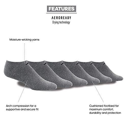 adidas Men's Athletic Cushioned Socks, 6-Pack No Show with Arch Support - Image 2