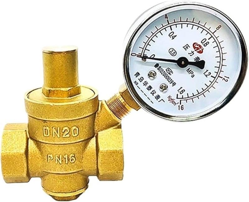 3 4 Inch Adjustable Water Pressure Reducing Valve With Gauge Female Thread Brass Regulator - Image 3