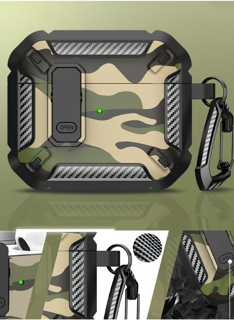 Generic - Trendy Camouflage AirPods 4 Case – Summer Anti-Loss Design with Secure Hook & Shock-Absorption Tech - Image 1