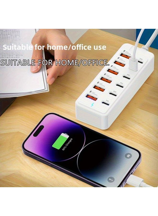 1pc 66W Super Fast Charging 12 In 1 Docking Station Type C Multi Port Converter Cable Splitter USB Converter in White Suitable for Charging Multiple Mobile Phones - Image 1