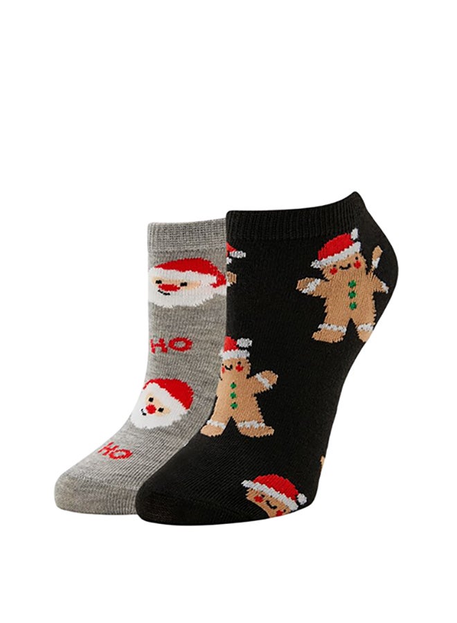 FOREVER 21 Gingerbread Man & Santa Ankle Socks Set - 2 pack  - Image 1