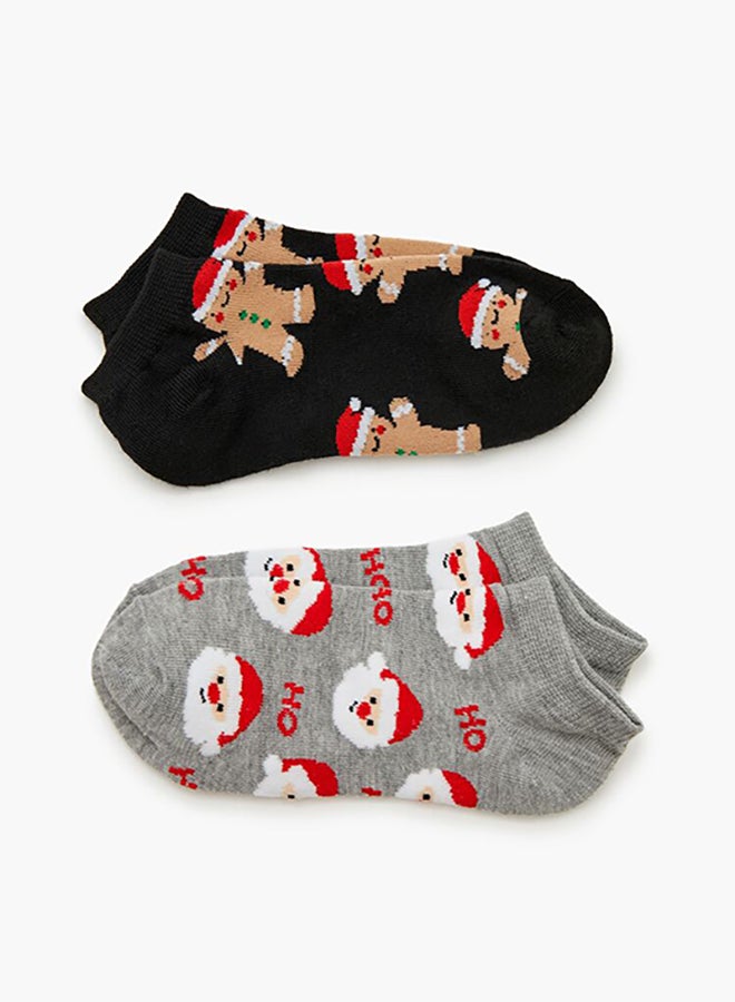 FOREVER 21 Gingerbread Man & Santa Ankle Socks Set - 2 pack  - Image 2