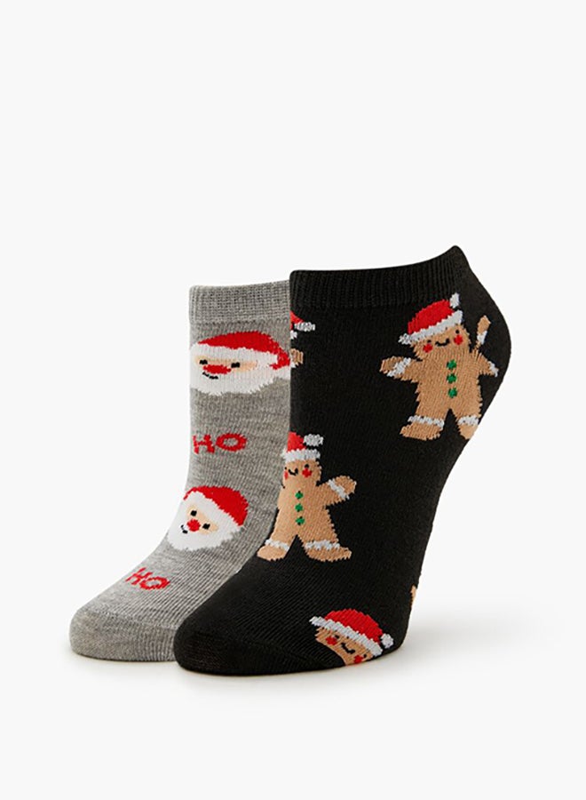 FOREVER 21 Gingerbread Man & Santa Ankle Socks Set - 2 pack  - Image 4