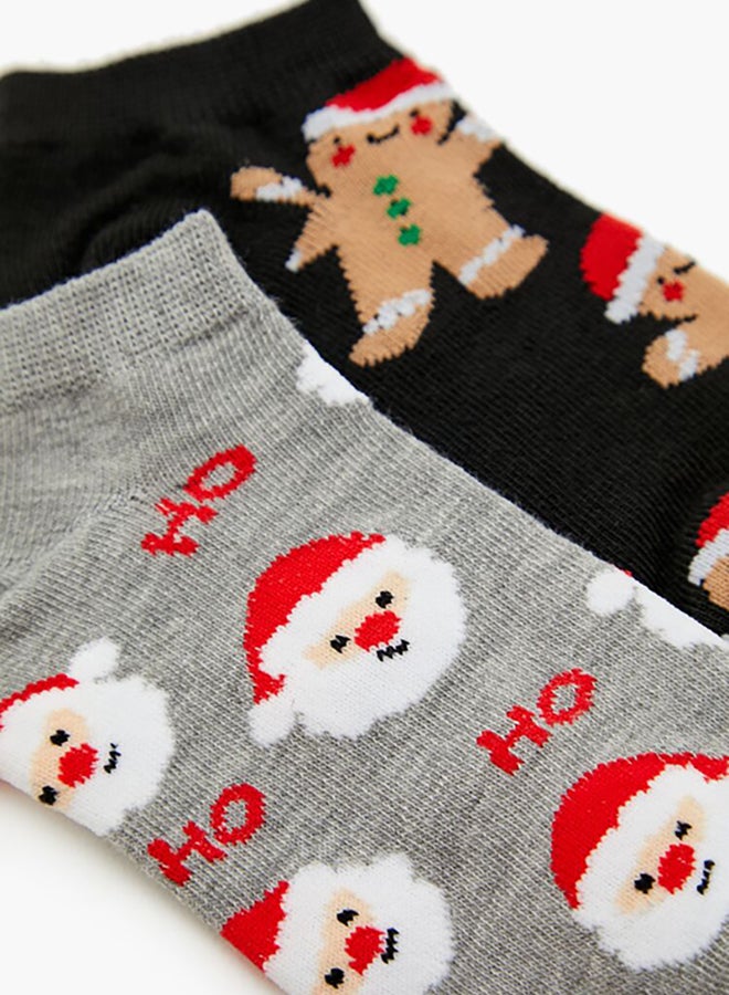 FOREVER 21 Gingerbread Man & Santa Ankle Socks Set - 2 pack  - Image 3