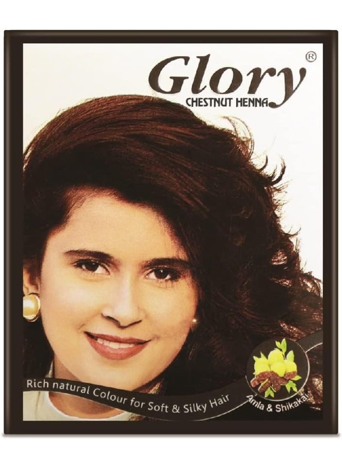 Glory Henna Hair Color Pack of 1 (1 sachet), 10 Gm Chestnut