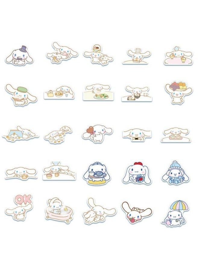 50 PCS Cinnamoroll Stickers Pack, Cute White Big Ear Dog Vinyl Waterproof Aesthetic Cartoon Decals for Kids Teens Girls Adults Phone Water Bottles Skateboard Guitar - Image 3