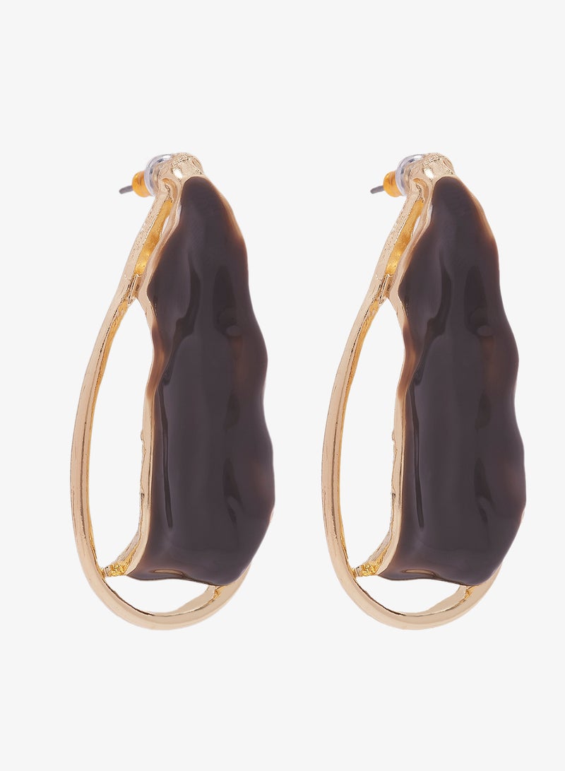 Ginger Resin Detail Drop Down Earrings - Image 1