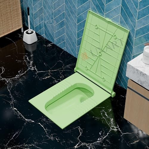 LUXART Indian Square Toilet Cover 56L x 42W | 21 Inch Green Orissa Pan Toilet Seat Cover | PP Commode Seat Cover | Lid for Indian Commodes with Easy Installation Kit - Image 3