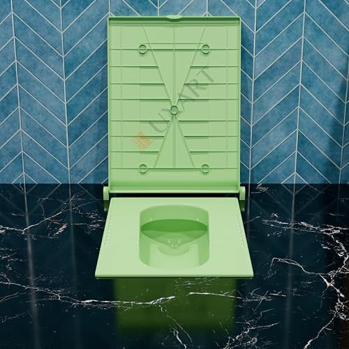 LUXART Indian Square Toilet Cover 56L x 42W | 21 Inch Green Orissa Pan Toilet Seat Cover | PP Commode Seat Cover | Lid for Indian Commodes with Easy Installation Kit - Image 4