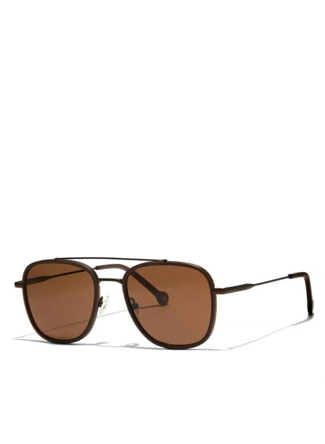 30Sundays SQUARED AWAY Men Brown Sunglasses - Frame Material: Metal - Lens Color: Brown- Frame Color: Brown - Full Rim