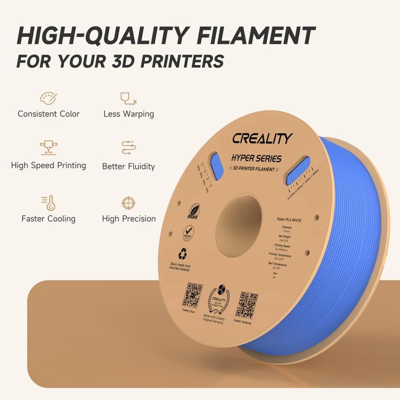 3idea خيوط هايبر PLA 1.75 مم، خيوط PLA عالية السرعة 30-600 مم/ث، دقة أبعاد +/-0.02 مم، تناسب معظم طابعات FDM ثلاثية الأبعاد، 1 كجم (2.2 رطل) بكرة زرقاء - Image 2