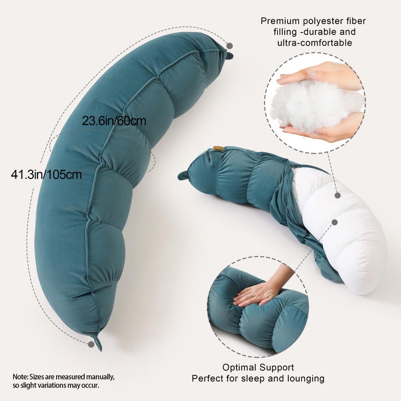 Ailuteie Peallow(Pat. Pend) â€“ Long Round Body Pillow for Adults, Bolster Pillow for Sleeping, Soft and Supportive Pillow for Sleeping & Lumbar Support (Slate Blue, 29.5") - Image 3