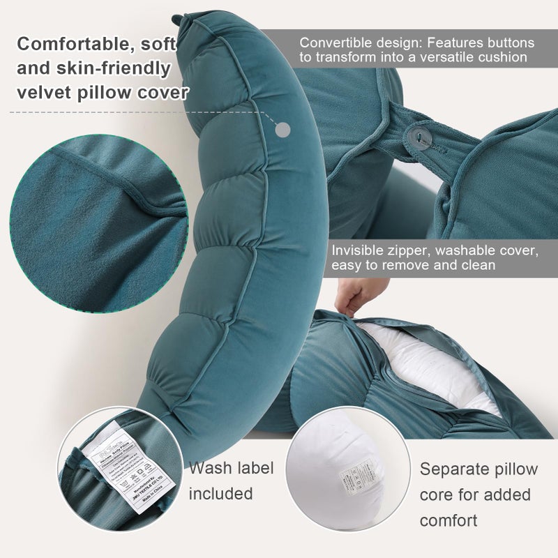 Ailuteie Peallow(Pat. Pend) â€“ Long Round Body Pillow for Adults, Bolster Pillow for Sleeping, Soft and Supportive Pillow for Sleeping & Lumbar Support (Slate Blue, 29.5") - Image 4