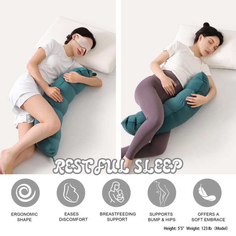 Ailuteie Peallow(Pat. Pend) â€“ Long Round Body Pillow for Adults, Bolster Pillow for Sleeping, Soft and Supportive Pillow for Sleeping & Lumbar Support (Slate Blue, 29.5") - Image 5