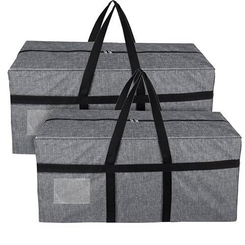 SNDIA 2 Pack Extra Large 128 L Fabric Moisture Proof Multipurpose Heavy Duty Storage Bag for Toys/Stationery/Blankets/Clothes/Moving Bags With Strong Reinforced Handles Rectangular (Grey,81x40x40 cm) - Image 1