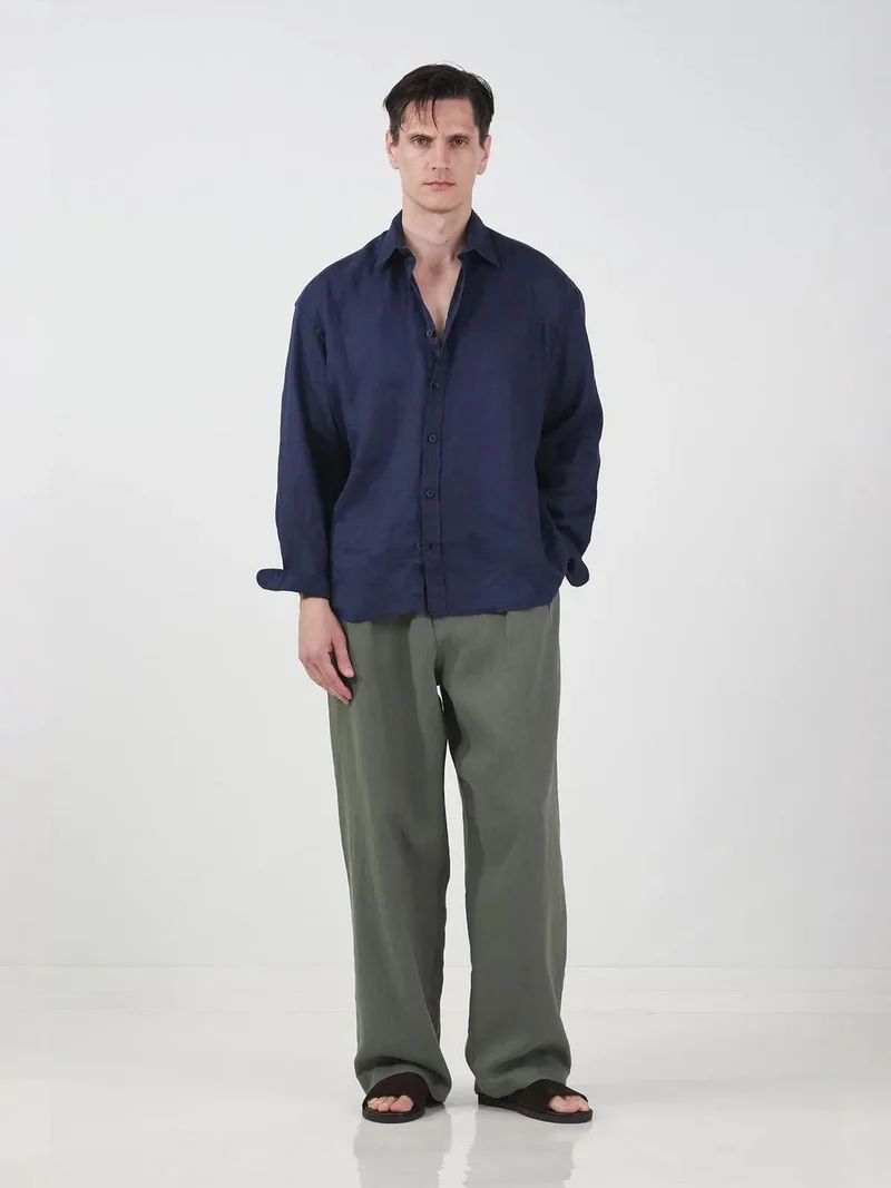 جيستو GIESTO Oversized Button-Up Shirt with Shirt Collar