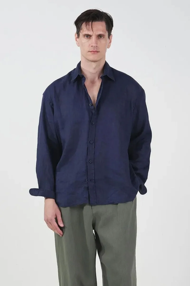 GIESTO Oversized Button-Up Shirt with Shirt Collar