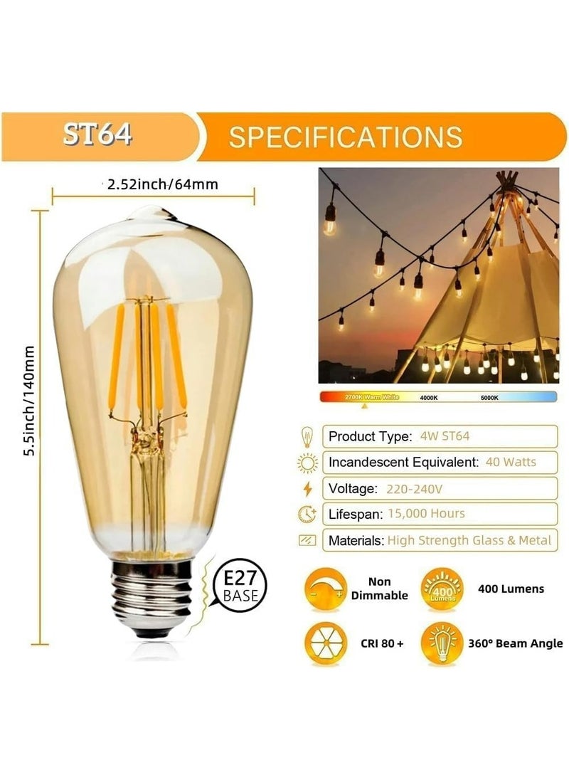 33FT Outdoor String Lights, 10 Meter 20 Hanging Sockets Decorative Lights for Outdoor Garden - pzsku/ZE815D23DB0B6F7BBEBC6Z/45/_/1731400039/8d8edfe3-85e8-4ba7-95f5-7ccc2e69299a