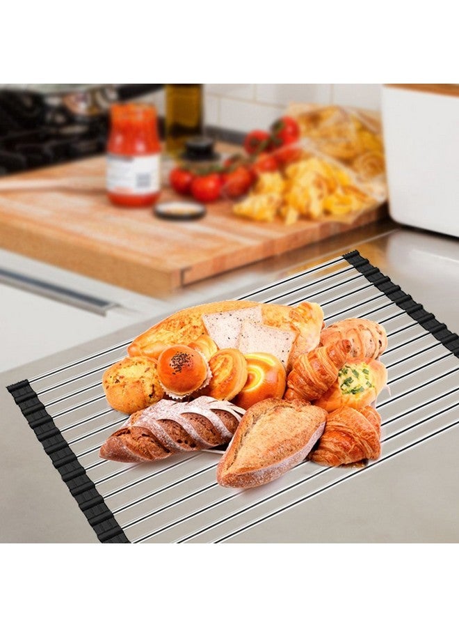Ahyuan Roll Up Dish Drying Rack Over The Sink Kitchen Roll Up Sink Drying Rack Portable Dish Drainer Foldable Dish Drying Rack (Black, 17.8''X11.8'') - Image 3