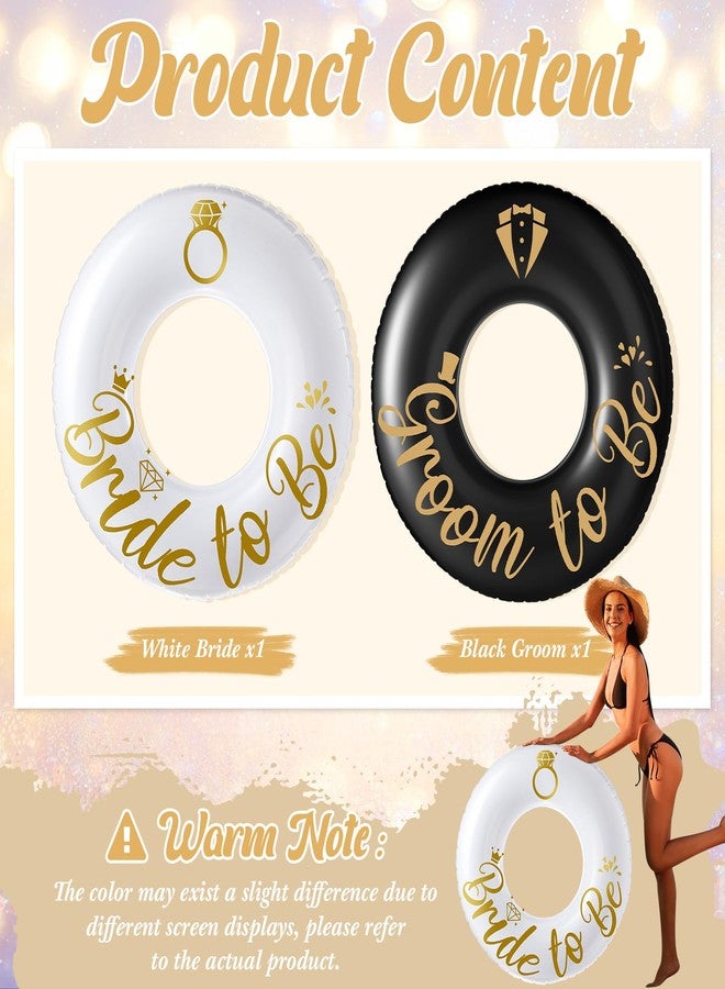 Silipull 2 Pcs Bride and Groom Pool Floats, 48 Inch Bachelorette Inflatable Rings Tubes for Bachelorette Party, Hen Party, Bridal Shower Decor, Engagement Favors and Wedding Gift - Image 2