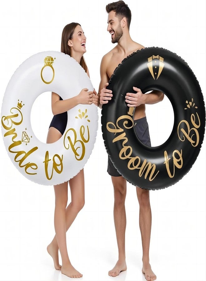 Silipull 2 Pcs Bride and Groom Pool Floats, 48 Inch Bachelorette Inflatable Rings Tubes for Bachelorette Party, Hen Party, Bridal Shower Decor, Engagement Favors and Wedding Gift - Image 1