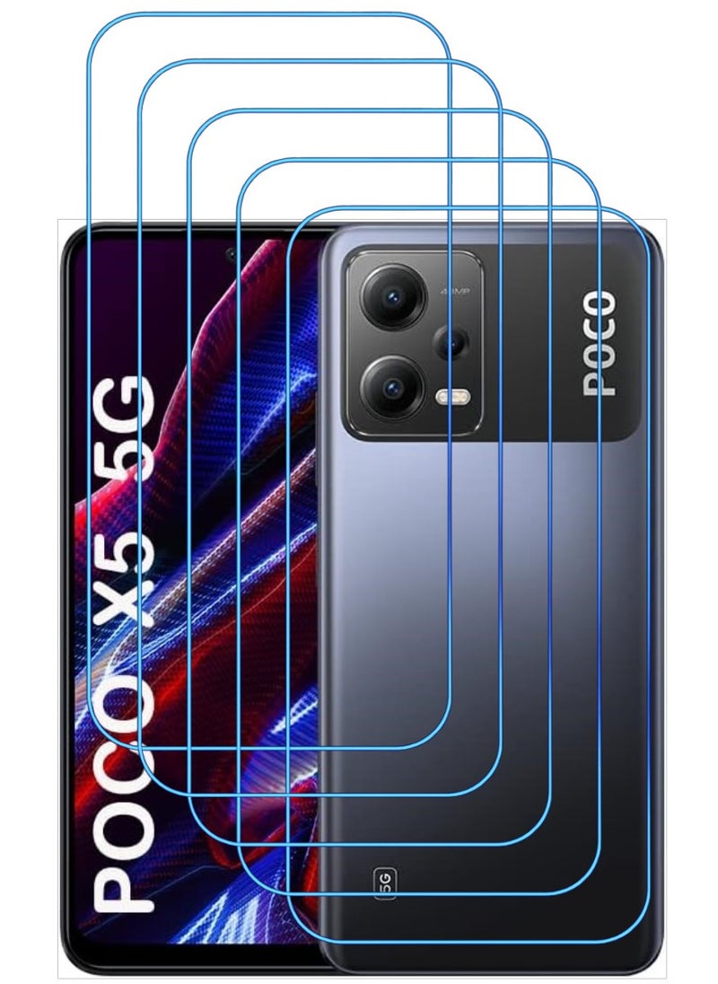 ACLIX 5 Pieces Antistatic ESD Dustproof Premium Quality High Definition Clear Tempered Glass Screen Protector Designed For Xiaomi Poco X5 - Image 1