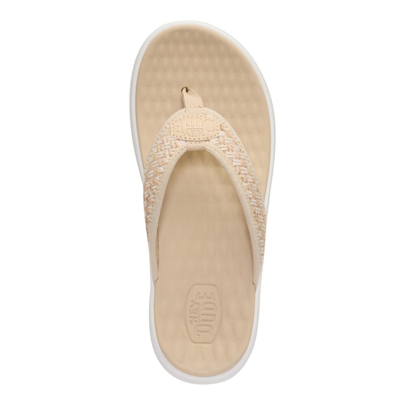 HEYDUDE Womenâ€™s Tide Flip Sandal, Irish Cream/White Size 7 | Lightweight Slip On Summer Sandal with Soft Woven Strap and Cushioned Footbed - Image 3