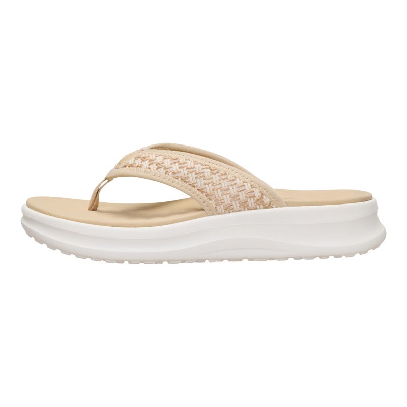 HEYDUDE Womenâ€™s Tide Flip Sandal, Irish Cream/White Size 7 | Lightweight Slip On Summer Sandal with Soft Woven Strap and Cushioned Footbed - Image 1