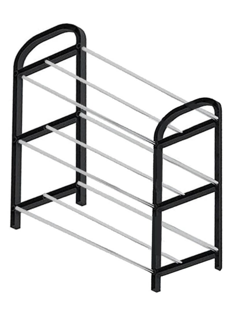 Hanayo Shoe Rack Organizer Free Standing Shoe Rack 3-Tier Metal Shoe Shelf Storage Small Free Standing Shoe Organizer 6 Pairs Shoe Storage Shelf for Closet Entryway Hallway Bedroom(Black) - Image 5