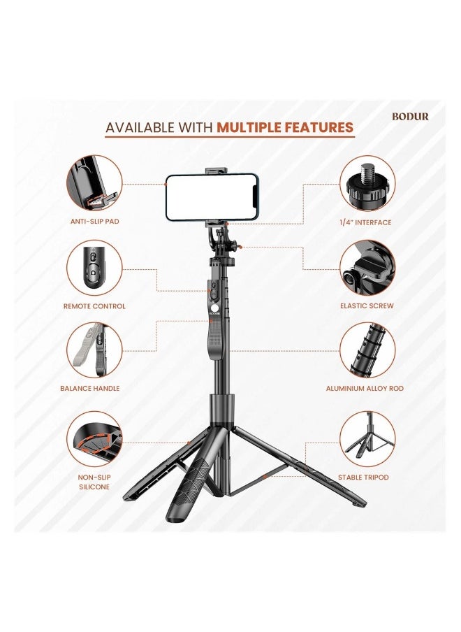 Generic Selfie Stick Tripod, 360° Rotation Phone Stabilizer Holder with Wireless Remote, Lightweight and Portable Cell Phone Holder, Compatible with iOS, Android, Perfect for Video Recording, Selfies  - Image 2