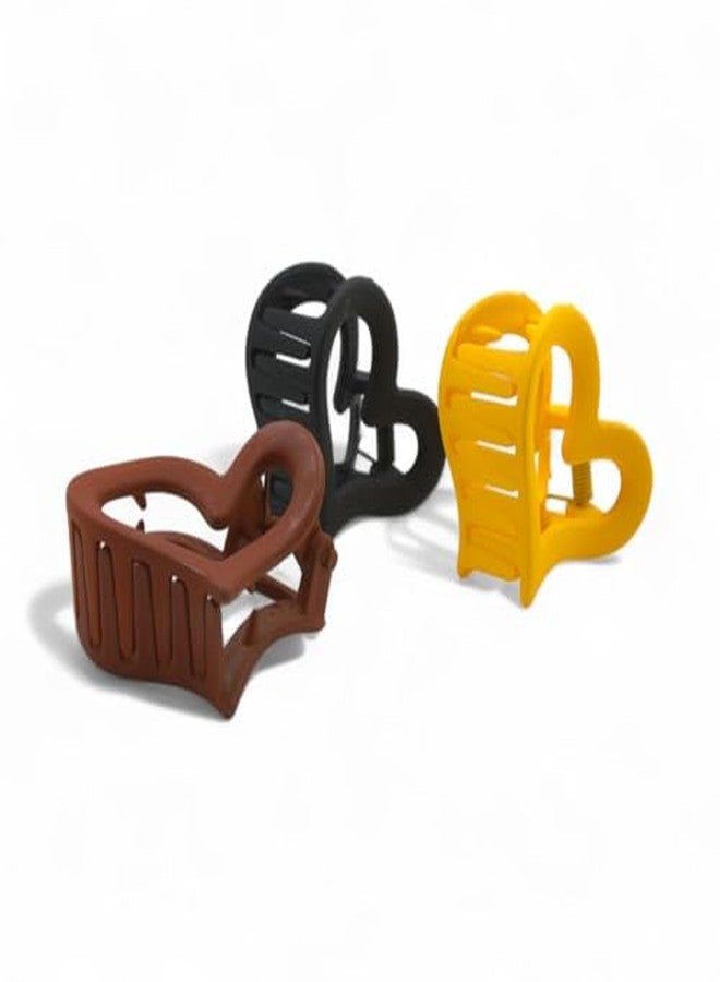 ADHVIK عبوة من 3 مشابك شعر بلاستيكية على شكل قلب - إكسسوارات شعر عصرية للنساء والفتيات - مشابك شعر متينة لتصفيف الشعر اليومي - Image 2