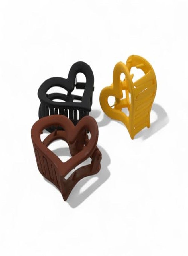 ADHVIK عبوة من 3 مشابك شعر بلاستيكية على شكل قلب - إكسسوارات شعر عصرية للنساء والفتيات - مشابك شعر متينة لتصفيف الشعر اليومي - Image 4