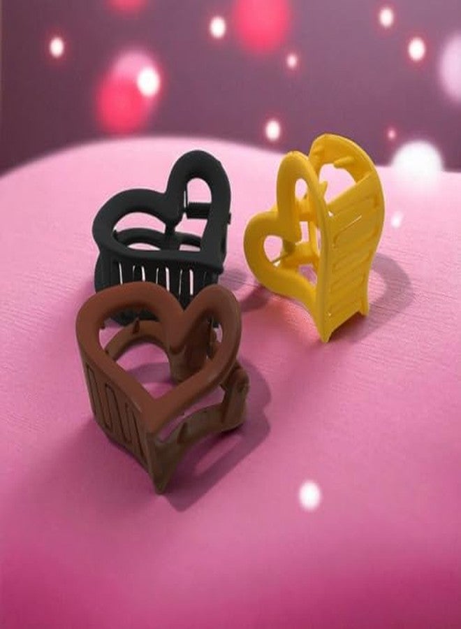 ADHVIK عبوة من 3 مشابك شعر بلاستيكية على شكل قلب - إكسسوارات شعر عصرية للنساء والفتيات - مشابك شعر متينة لتصفيف الشعر اليومي - Image 3