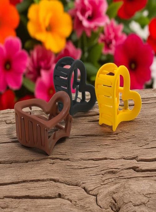 ADHVIK عبوة من 3 مشابك شعر بلاستيكية على شكل قلب - إكسسوارات شعر عصرية للنساء والفتيات - مشابك شعر متينة لتصفيف الشعر اليومي - Image 5