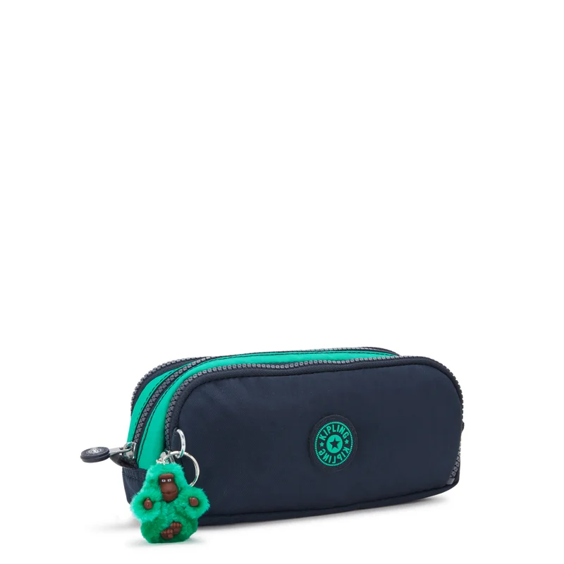 Kipling Gitroy Pencil-case 3 zippers Blue Green Block