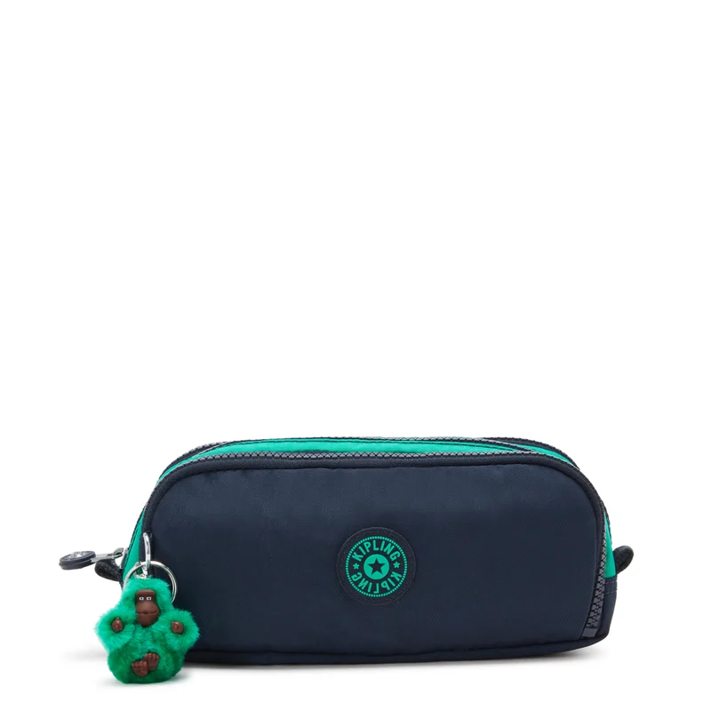 Kipling Gitroy Pencil-case 3 zippers Blue Green Block