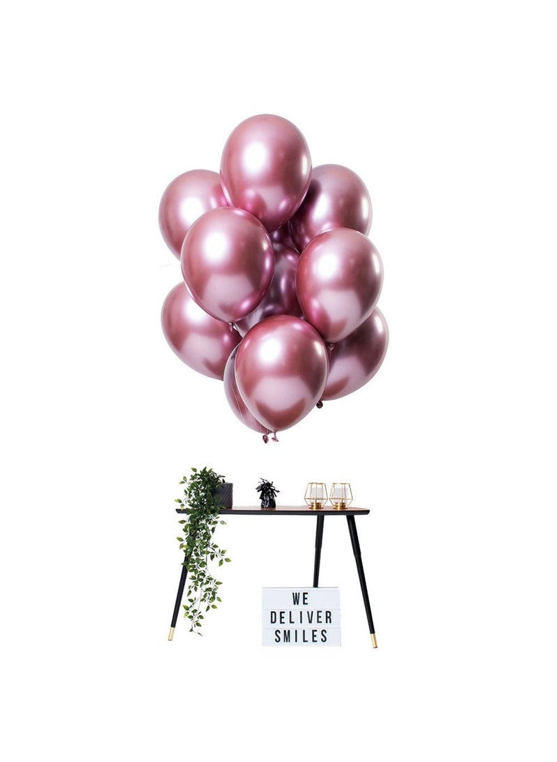 Folat Chrome Mirror Pink Latex Balloons Round 33cm 12-Pack - Image 2