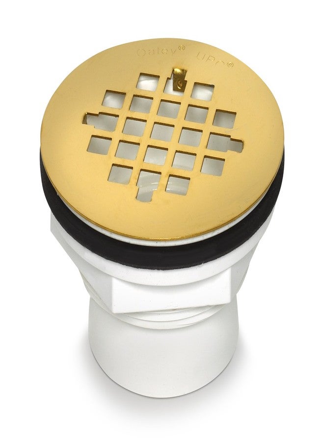 Oatey 2 in. 101 PS PVC Solvent Weld Shower Drain with UltraShine Polished Brass Strainer