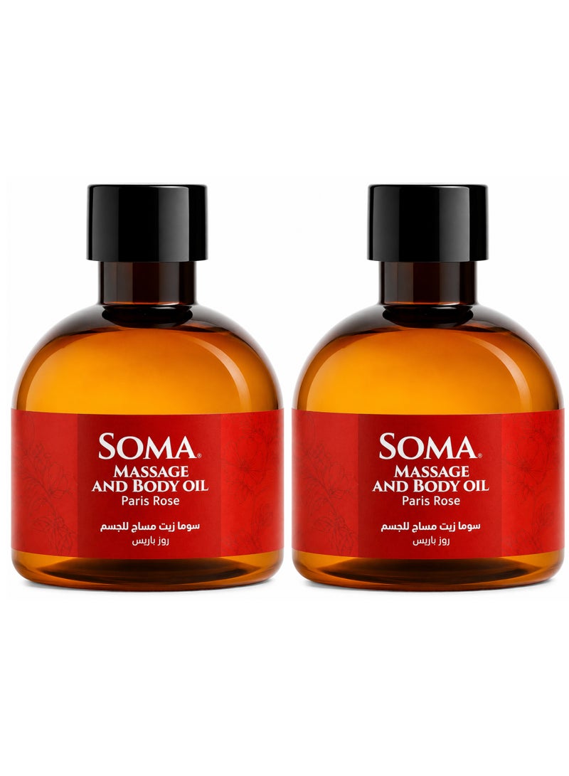 Soma Pack Of 2 Soma Massage And Body Oil 170ml Rose Paris - Image 1